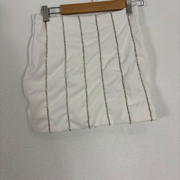 2 Pc Set! Altar'd State White with Jeweled Stripe Cropped Tank & Mini Skirt - Picture 9 of 12